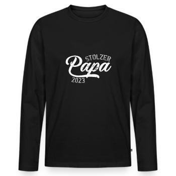 Stolzer Papa 2023 - Männer Premium Bio Langarmshirt - Schwarz - Vorne - Nico (187cm)