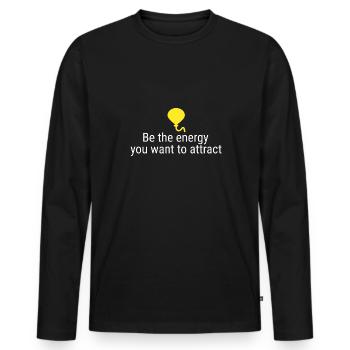 Attracting positive vibes - attracting good - Men's Premium Organic Long Sleeve Shirt - black - Front - Nico (187cm)