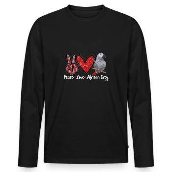 Graupapagei African Grey Parrot Papagei - Men's Premium Organic Long Sleeve Shirt - black - Front - Nico (187cm)