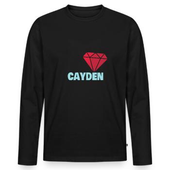 Cayden als Edel - Männer Premium Bio Langarmshirt - Schwarz - Vorne - Nico (187cm)