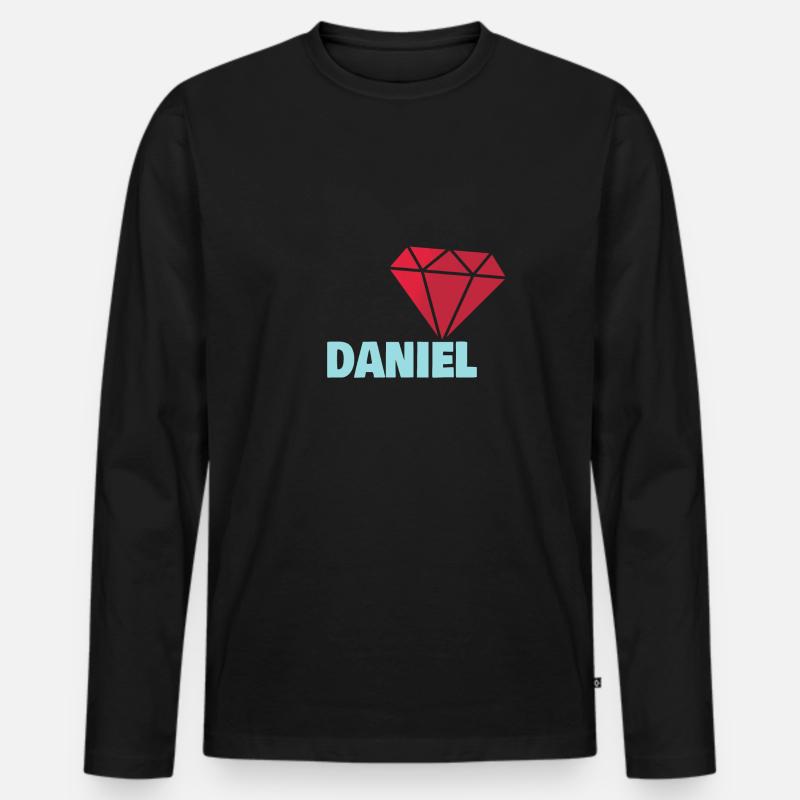 Daniel als Edel - Männer Premium Bio Langarmshirt - Schwarz