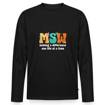 Master Of Social Work Soziale Arbeit Studium - Männer Premium Bio Langarmshirt - Schwarz - Vorne - Nico (187cm)