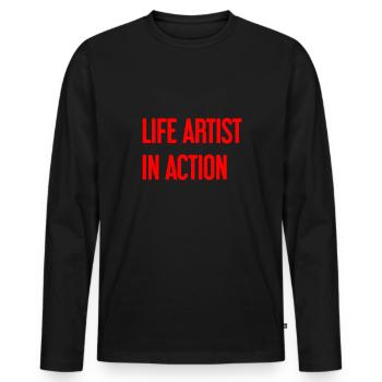 Artistes de la vie en action - T-shirt manches longues Premium bio Homme - noir - Devant - Nico (187cm)