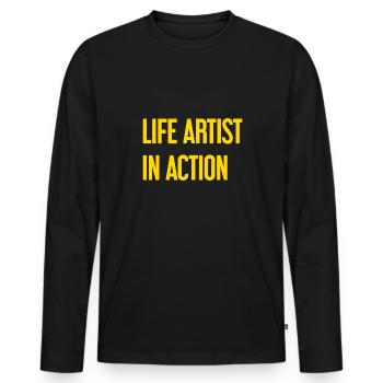 Artists of life in action - Men's Premium Organic Long Sleeve Shirt - black - Front - Nico (187cm)