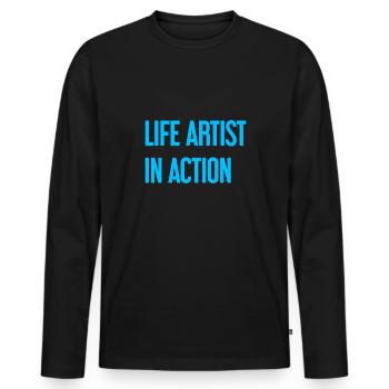Artists of life in action - Men's Premium Organic Long Sleeve Shirt - black - Front - Nico (187cm)