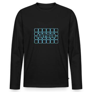 Arthur - T-shirt manches longues Premium bio Homme - noir - Devant - Nico (187cm)