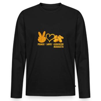 Chicken Nugget Lover Chicken Nuggets - Men's Premium Organic Long Sleeve Shirt - black - Front - Nico (187cm)