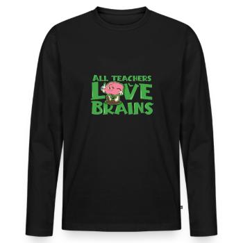 Les enseignants d’Halloween aiment les cerveaux, célèbrent halloween - T-shirt manches longues Premium bio Homme - noir - Devant - Nico (187cm)