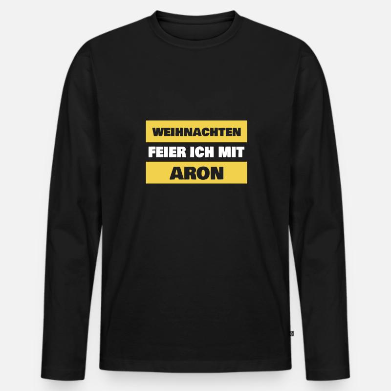 Vorname Aron - Männer Premium Bio Langarmshirt - Schwarz