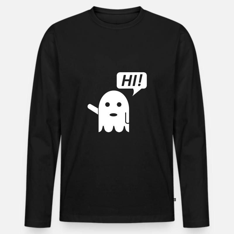 cute ghost - Männer Premium Bio Langarmshirt - Schwarz