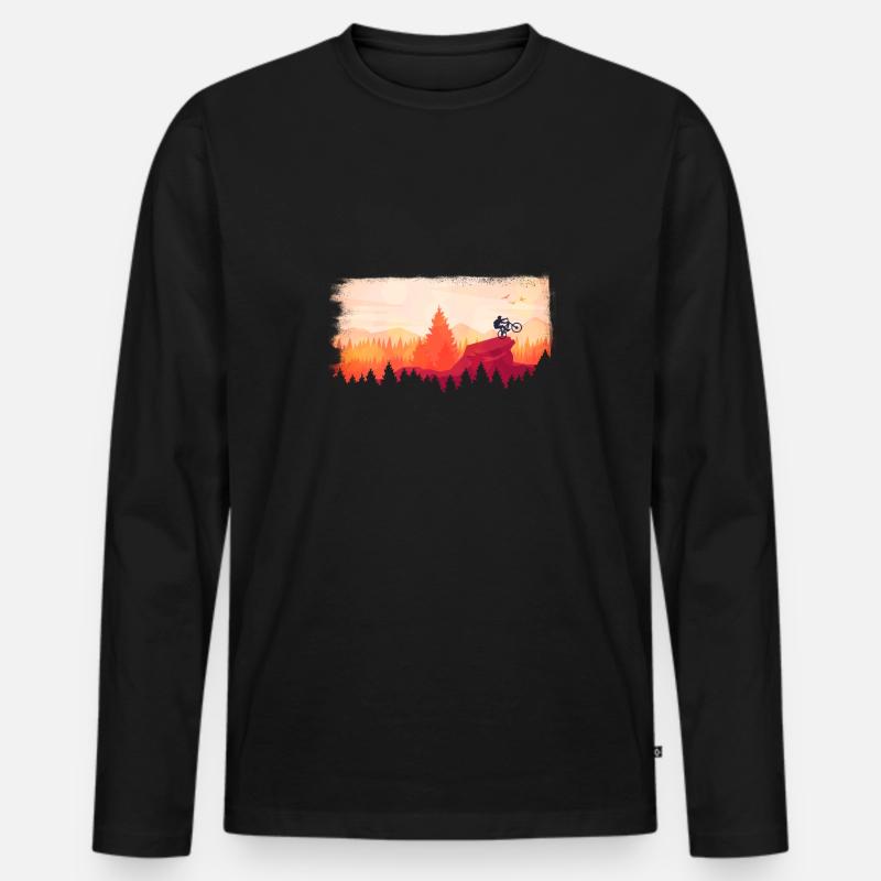 downhill in the sunset - Männer Premium Bio Langarmshirt - Schwarz