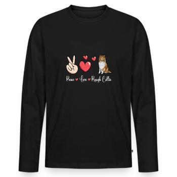 Collie à poil long Collie rugueux Chien - T-shirt manches longues Premium bio Homme - noir - Devant - Nico (187cm)