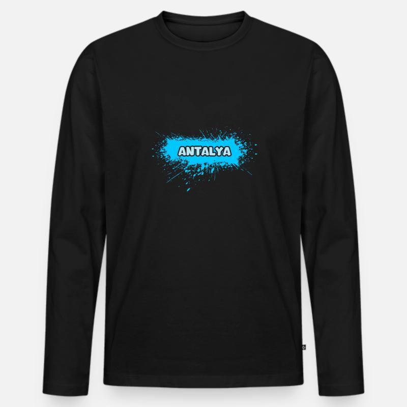 Antalya - Männer Premium Bio Langarmshirt - Schwarz
