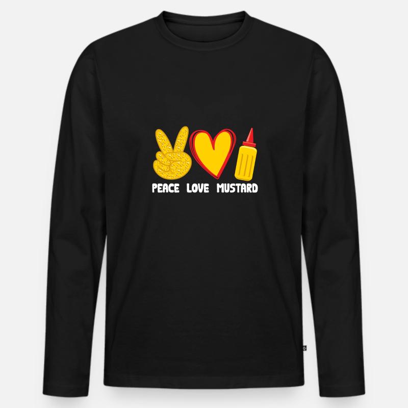 Senf Mustard - Männer Premium Bio Langarmshirt - Schwarz