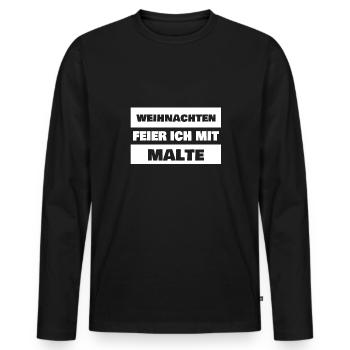 First name Malte - Men's Premium Organic Long Sleeve Shirt - black - Front - Nico (187cm)