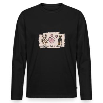 Miniature Pinscher Rehpinscher Min Pin Dog - Men's Premium Organic Long Sleeve Shirt - black - Front - Nico (187cm)