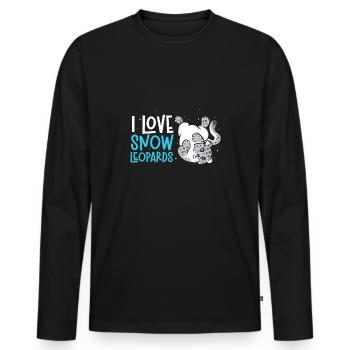 Schneeleopard - Männer Premium Bio Langarmshirt - Schwarz - Vorne - Nico (187cm)