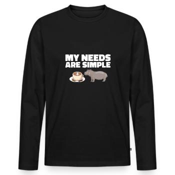 Hippopotame Hippopotame - T-shirt manches longues Premium bio Homme - noir - Devant - Nico (187cm)