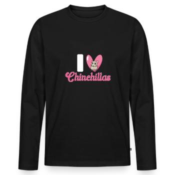 Chinchilla - T-shirt manches longues Premium bio Homme - noir - Devant - Nico (187cm)