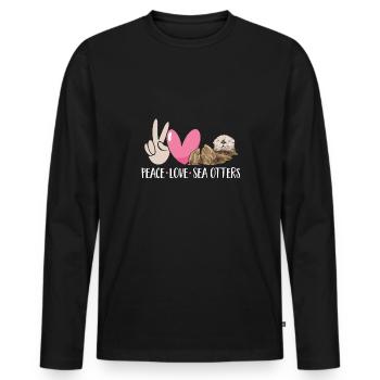 Seeotter - Männer Premium Bio Langarmshirt - Schwarz - Vorne - Nico (187cm)