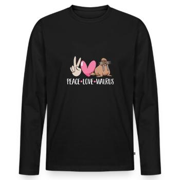 Walross - Männer Premium Bio Langarmshirt - Schwarz - Vorne - Nico (187cm)