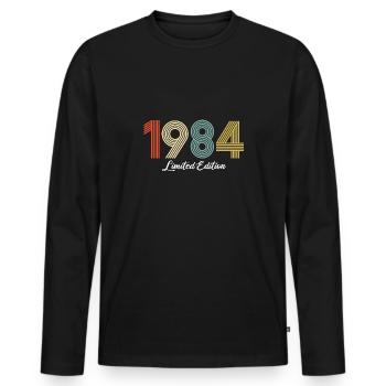 Original Anniversary 1984 Legendary Vintage - Men's Premium Organic Long Sleeve Shirt - black - Front - Nico (187cm)