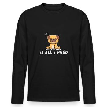 Pug and beer is all I need Funnier - Men's Premium Organic Long Sleeve Shirt - black - Front - Nico (187cm)