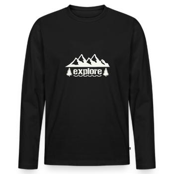 explore - Männer Premium Bio Langarmshirt - Schwarz - Vorne - Nico (187cm)