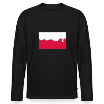 Pologne - T-shirt manches longues Premium bio Homme - noir - Devant - Nico (187cm)
