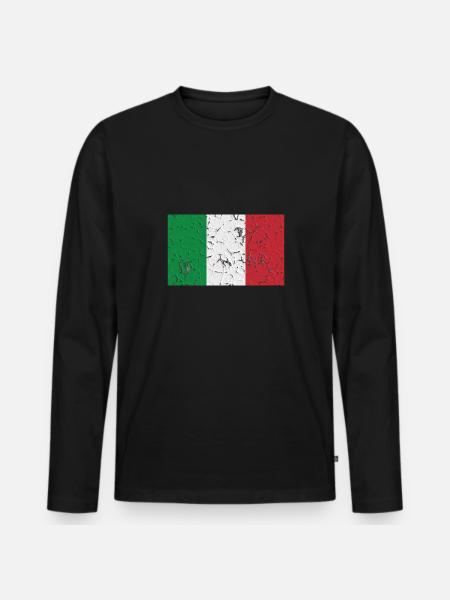 Italy - Men's Premium Organic Long Sleeve Shirt - black