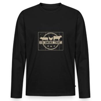 Metzger Fleischer Sprücher I Metzgerei - Männer Premium Bio Langarmshirt - Schwarz - Vorne - Nico (187cm)