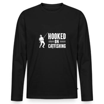 Pêche au poisson-chat Pêcheurs à la ligne - T-shirt manches longues Premium bio Homme - noir - Devant - Nico (187cm)