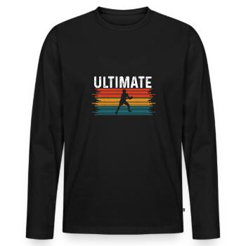 Ultimate Frisbee Wurfscheibe - Männer Premium Bio Langarmshirt - Schwarz - Vorne - Nico (187cm)