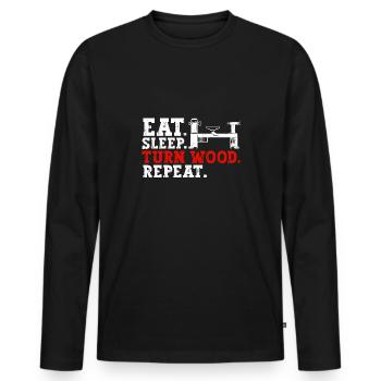Turning Wood Lathe Lathe - Men's Premium Organic Long Sleeve Shirt - black - Front - Nico (187cm)
