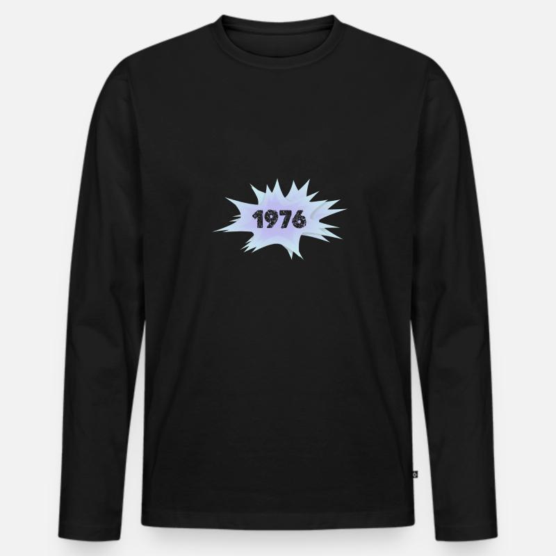 Sprechblase 1976 - Männer Premium Bio Langarmshirt - Schwarz