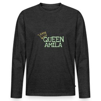 Geschenk für Amila - Männer Premium Bio Langarmshirt - Anthrazit meliert - Vorne - Nico (187cm)