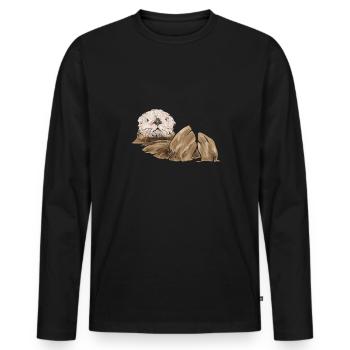 Seeotter - Männer Premium Bio Langarmshirt - Schwarz - Vorne - Nico (187cm)