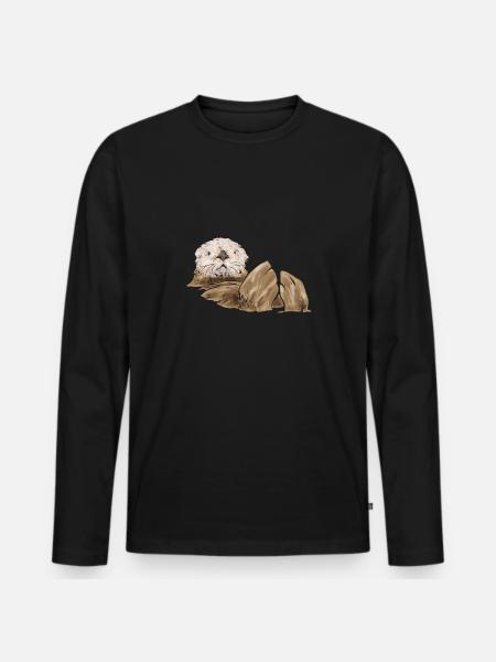 Seeotter - Männer Premium Bio Langarmshirt - Schwarz