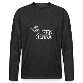 Prénom Henné - T-shirt manches longues Premium bio Homme - anthracite chiné - Devant - Nico (187cm)