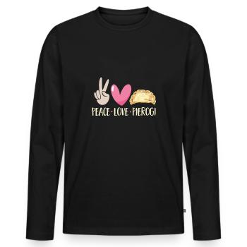 Pierogi polonais - T-shirt manches longues Premium bio Homme - noir - Devant - Nico (187cm)