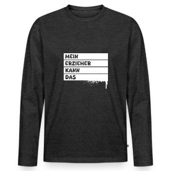 Profession Éducateur - T-shirt manches longues Premium bio Homme - anthracite chiné - Devant - Nico (187cm)