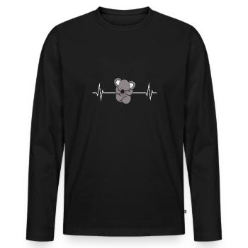 Cute Koala Bear Heartbeat Pulse - Men's Premium Organic Long Sleeve Shirt - black - Front - Nico (187cm)