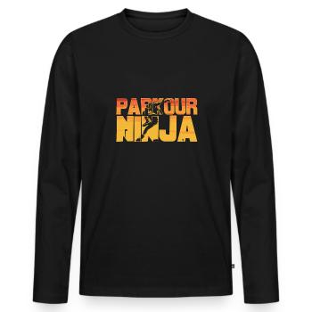 Parkour Ninja Retro Vintage Urban Lovers - Men's Premium Organic Long Sleeve Shirt - black - Front - Nico (187cm)