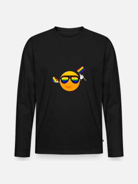 SMILE EMOTICONE LGBTQ - Men's Premium Organic Long Sleeve Shirt - black