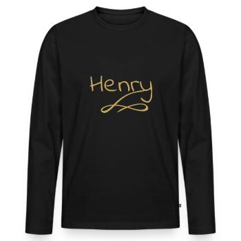 Vorname henry - Männer Premium Bio Langarmshirt - Schwarz - Vorne - Nico (187cm)