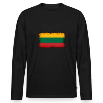 Litauen - Männer Premium Bio Langarmshirt - Schwarz - Vorne - Nico (187cm)
