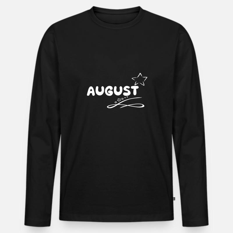 August - Männer Premium Bio Langarmshirt - Schwarz