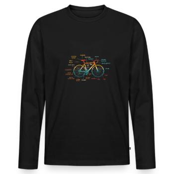 Anatomie d’un vélo, Anatomie du vélo VTT - T-shirt manches longues Premium bio Homme - noir - Devant - Nico (187cm)