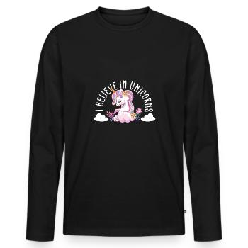 Lustiger Einhorn Spruch I Einhörner - Männer Premium Bio Langarmshirt - Schwarz - Vorne - Nico (187cm)