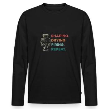 Töpferei Töpfern Töpfer Künstler Lehm - Männer Premium Bio Langarmshirt - Schwarz - Vorne - Nico (187cm)